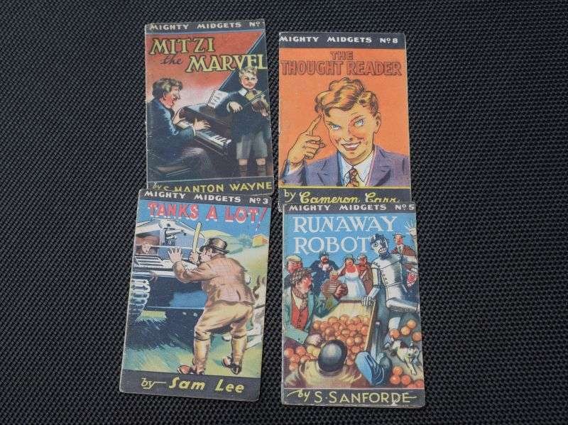 66) A Set of 11 Original WW2 Mighty Midgets Children's Tiny Books & 1 Tucks Better Little Book Air Raid Shelter Books — image 4