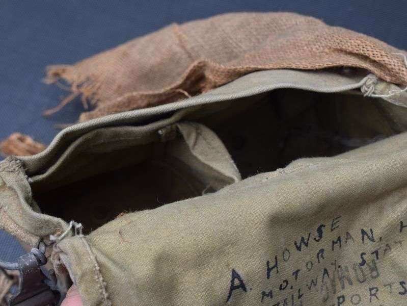 63) WW2 British Service Respirator To a Train Driver In Portsmouth Home Guard & Scarce Hessian Haversack Cover — image 14