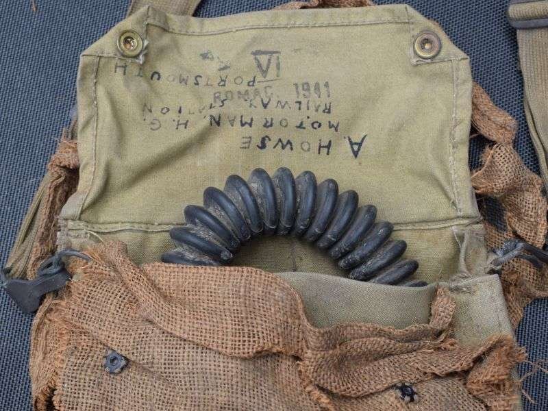 63) WW2 British Service Respirator To a Train Driver In Portsmouth Home Guard & Scarce Hessian Haversack Cover — image 15