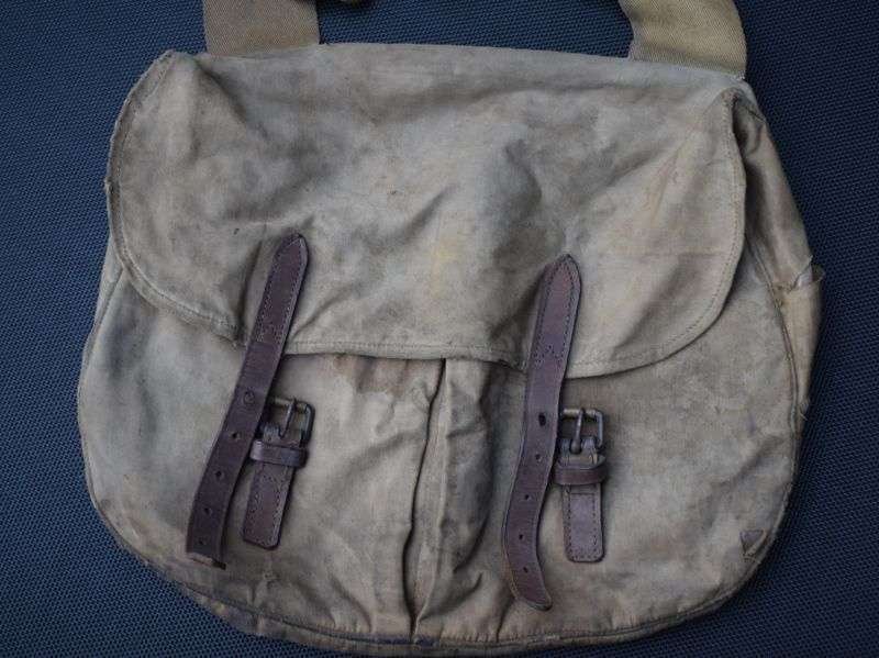 28) Well Used Original Vintage Canvas Fishing Bag? Haversack — image 11
