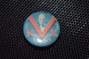 138) Good Original WW2 New Zealand V For Victory Churchill …