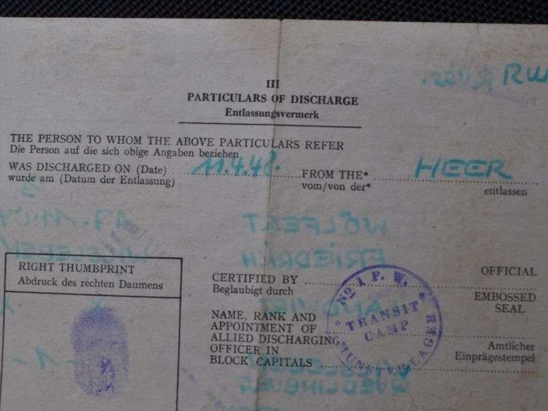 123) Interesting Original WW2 Certificate of Discharge to A German Soldier In POW Transit Camp 1948 — image 4