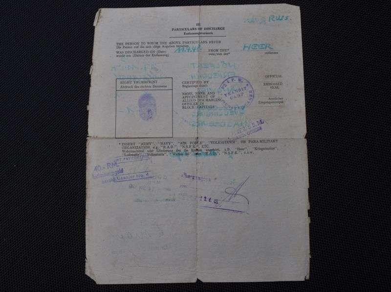 123) Interesting Original WW2 Certificate of Discharge to A German Soldier In POW Transit Camp 1948 — image 5