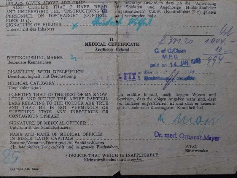 123) Interesting Original WW2 Certificate of Discharge to A German Soldier In POW Transit Camp 1948 — image 7