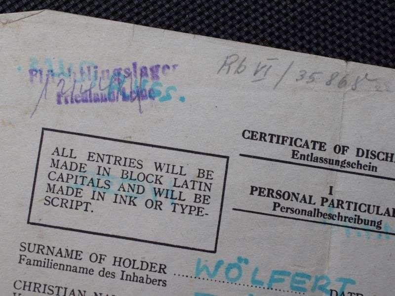123) Interesting Original WW2 Certificate of Discharge to A German Soldier In POW Transit Camp 1948 — image 9