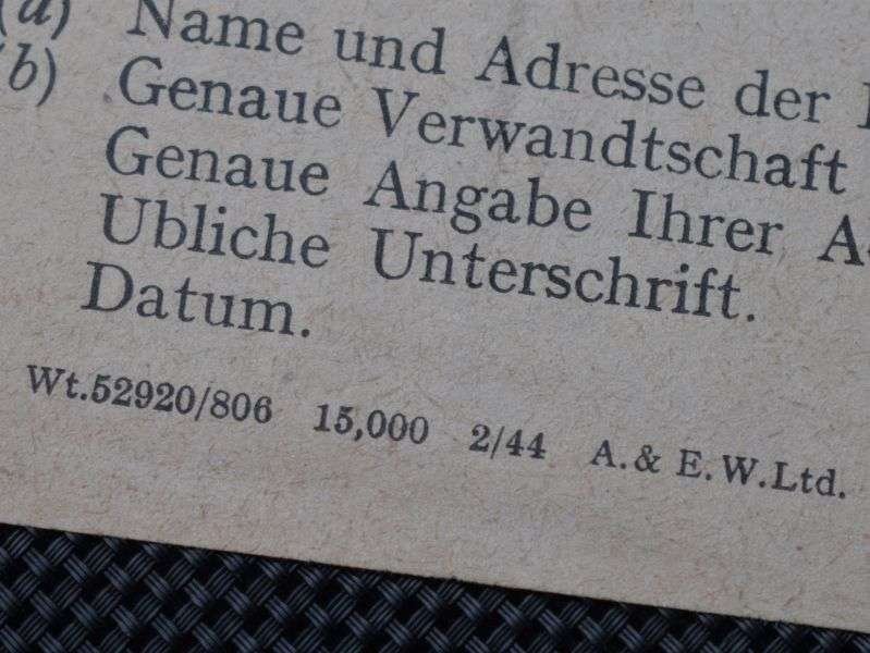 103) Interesting Original British Leaflet In German Given to German POWs on How To Write Home. 1944 — image 2