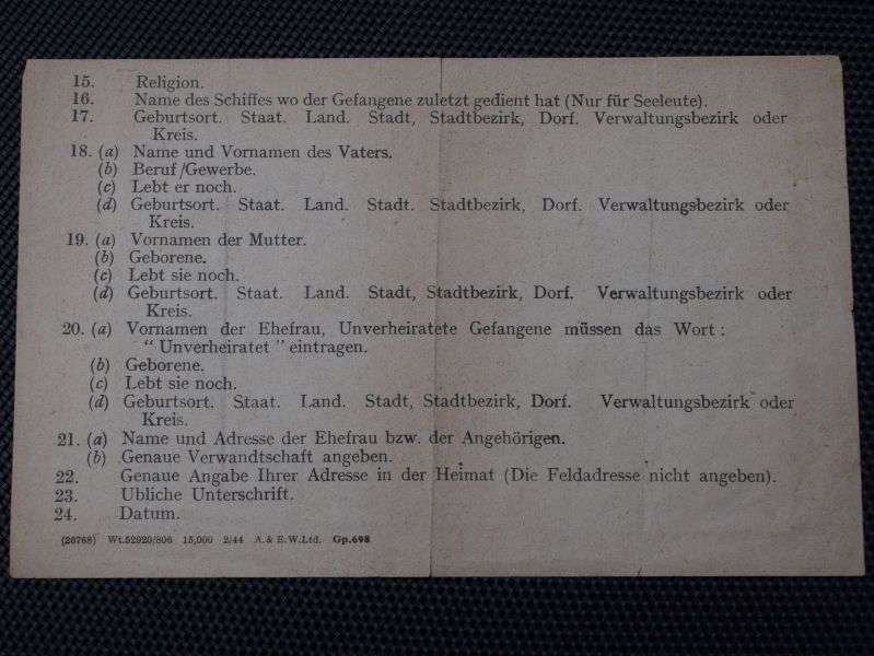 103) Interesting Original British Leaflet In German Given to German POWs on How To Write Home. 1944 — image 3