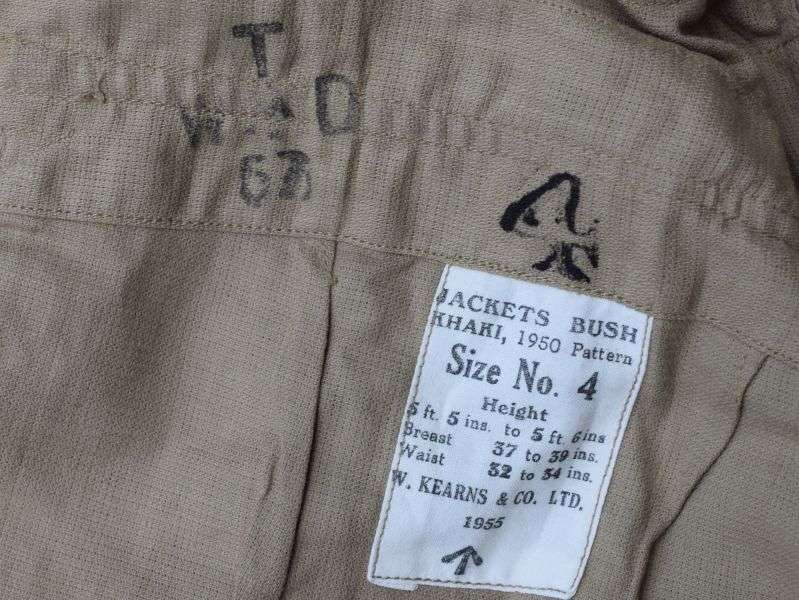 25) Excellent Clean British Army 1950 Pat Khaki Bush Jacket Dated 1955 — image 3