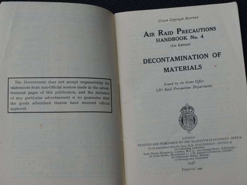 20) Good Original WW2 ARP Handbook No4 Decontamination of Materials 1938 — image 4