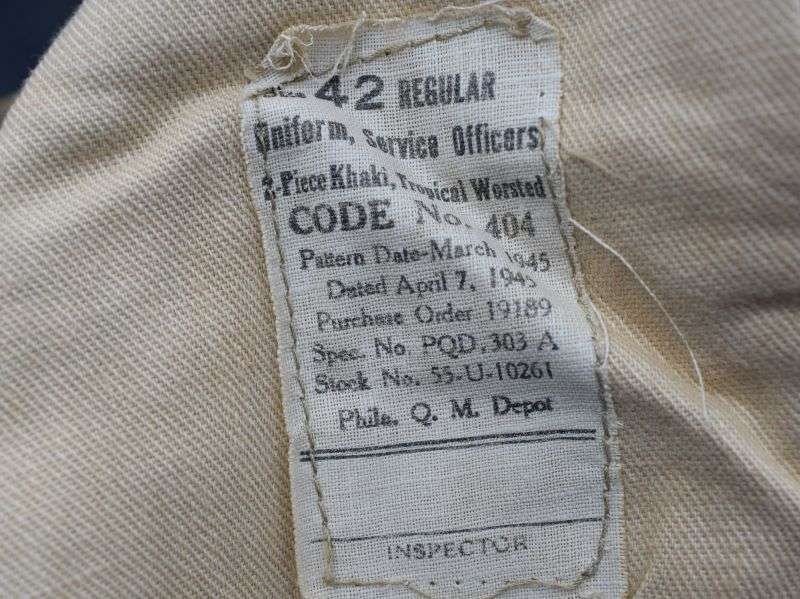 75) Original WW2 US Army Khaki Tropical Worsted Service Jacket to a Lt Col — image 4