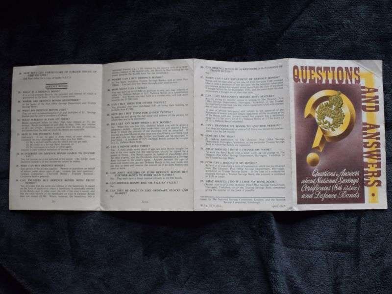 8) Original 1947 Dated Fold Out Leaflet National Savings Questions & Answers — image 3