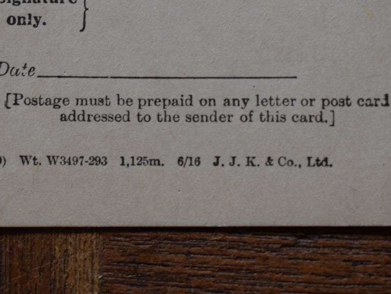 16) Excellent Original Un-Used 1916 Dated British Army Field Post Card — image 3