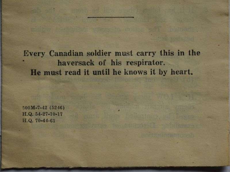 147) Good Original WW2 Canadian Soldiers Brief Notes on War Gasses & Sprays Leaflet to Carry with Respirator — image 5