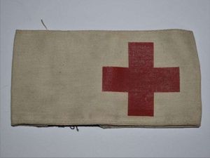 121) Excellent WW2 British Heavy Duty Printed Medics Armband