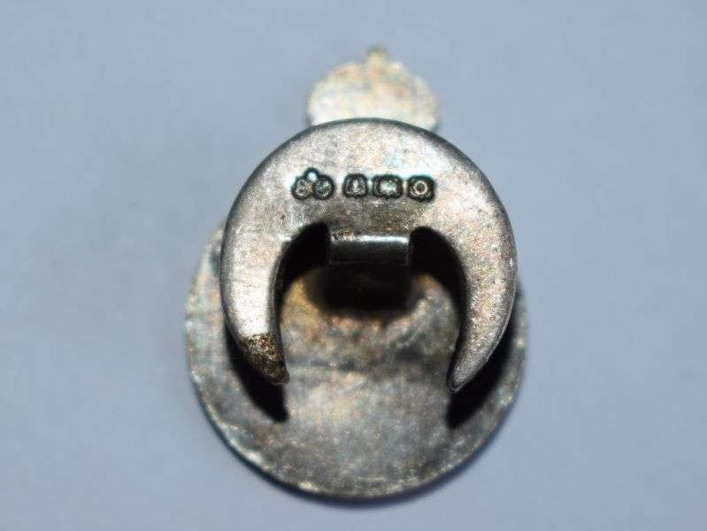 46) Good Original Royal Army Reserve Lapel Badge Hallmarked Silver 1938 — image 3