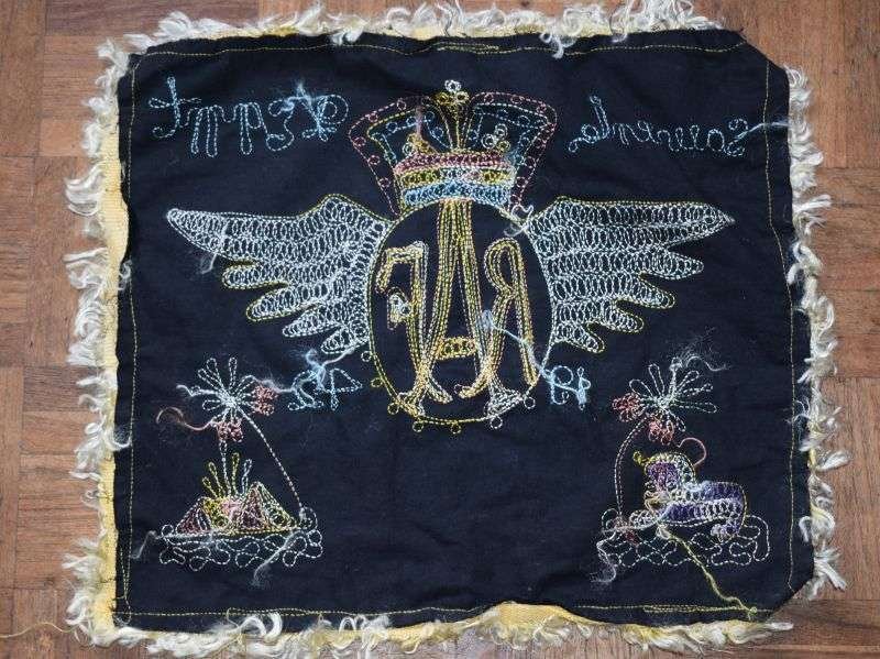 2) Original WW2 RAF Souvenir of Egypt 1942 Embroidery Table Cover? — image 2