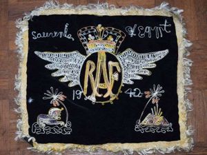 2) Original WW2 RAF Souvenir of Egypt 1942 Embroidery Table …