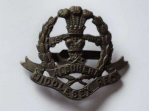 47) Nice Original WW1 WW2 Middlesex Regiment Officers Bronze Cap …