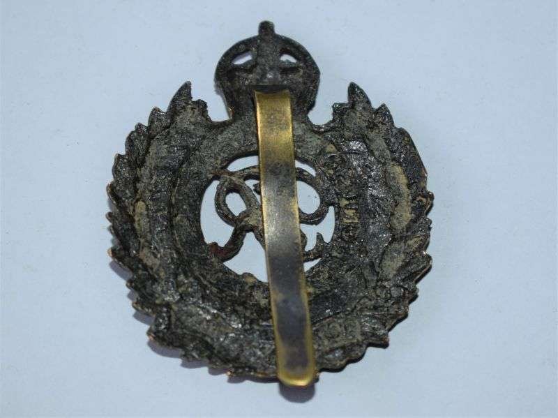 118) Original WW2 Locally Made Royal Engineers Officers Bronze Cap Badge — image 2