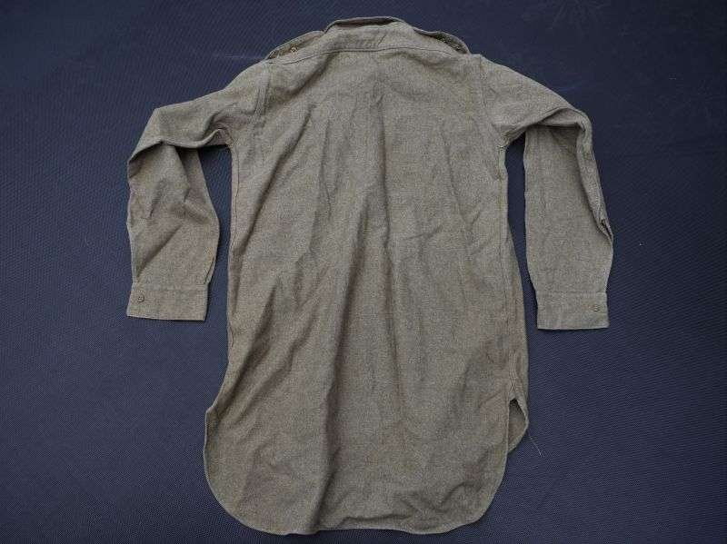 60) British Army Rough Woollen Shirt with Lt Col Rank. Dated 1954 — image 2
