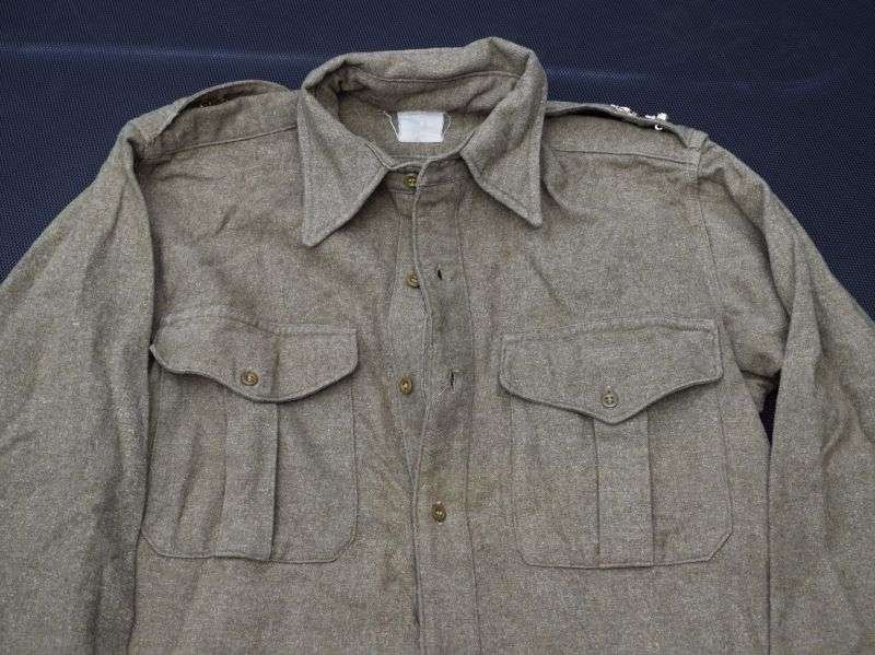 60) British Army Rough Woollen Shirt with Lt Col Rank. Dated 1954 — image 7