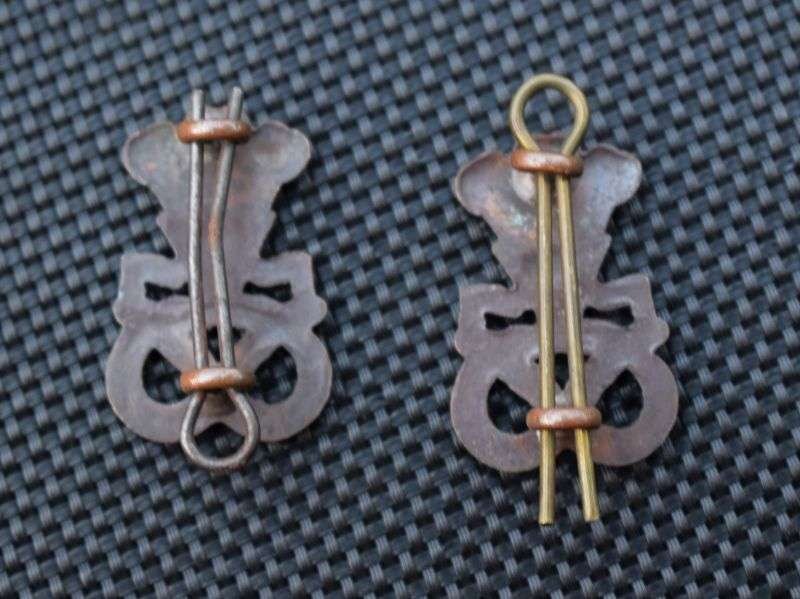 24) Good Original North Staffordshire Regiment Officers Bronze Collar Badges — image 2