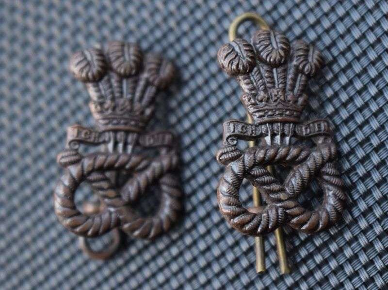 24) Good Original North Staffordshire Regiment Officers Bronze Collar Badges — image 3