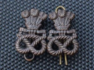 24) Good Original North Staffordshire Regiment Officers Bronze Collar Badges