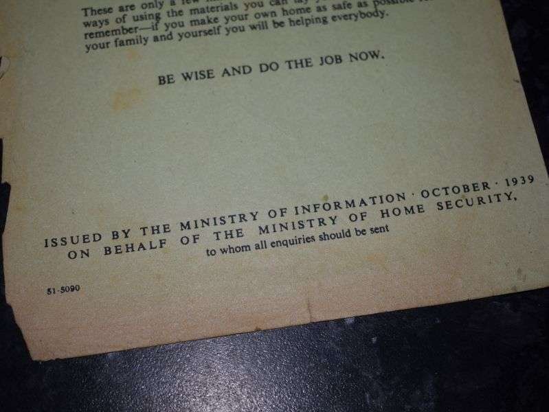 112) Tatty Original WW2 Civil Defence Leaflet Make Your Home Safe 1939 — image 2