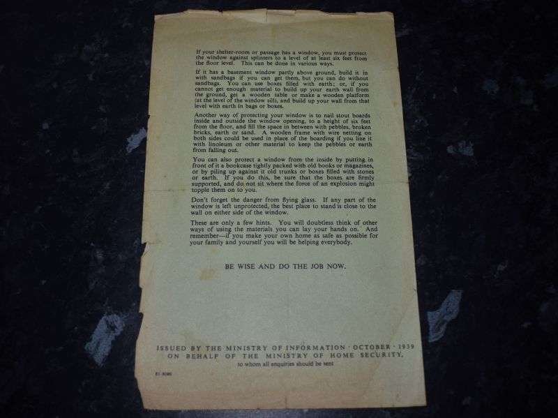 112) Tatty Original WW2 Civil Defence Leaflet Make Your Home Safe 1939 — image 4