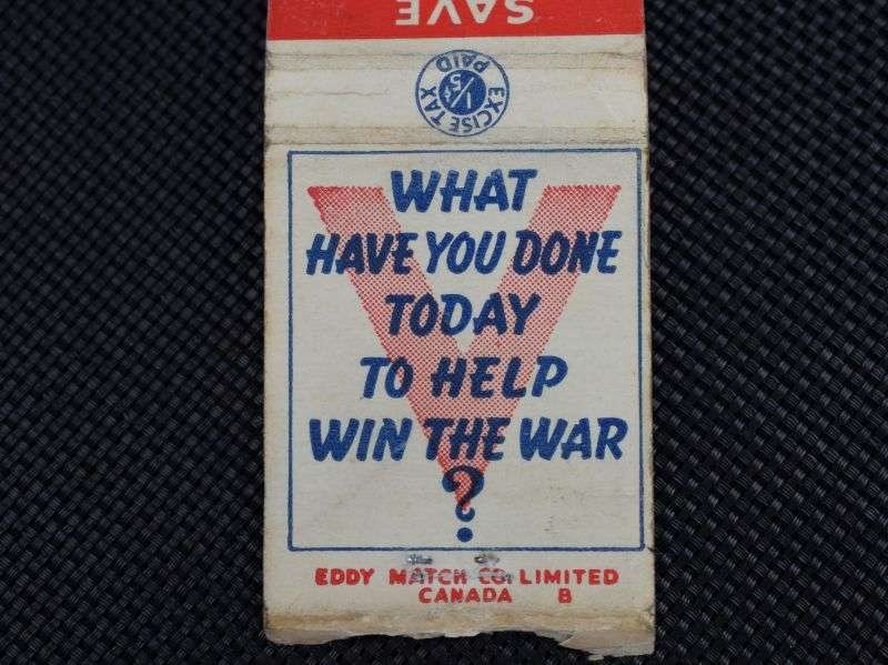 126) Original WW2 Canadian Match Book Save Salvage, Buy War Savings Certificates For Victory — image 5
