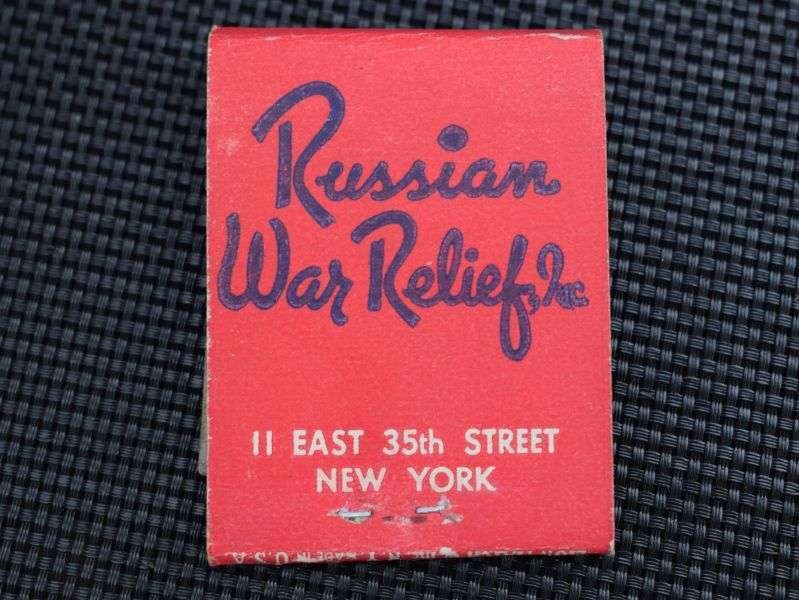 127) Original WW2 US Match Book RWR. Russian War Relief — image 2