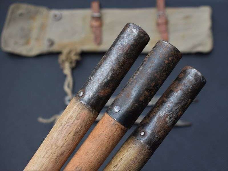 59) Nice Original WW1 German Army Zeltbahn Poles, Pegs & Pouch Dated 1915-1917 — image 5