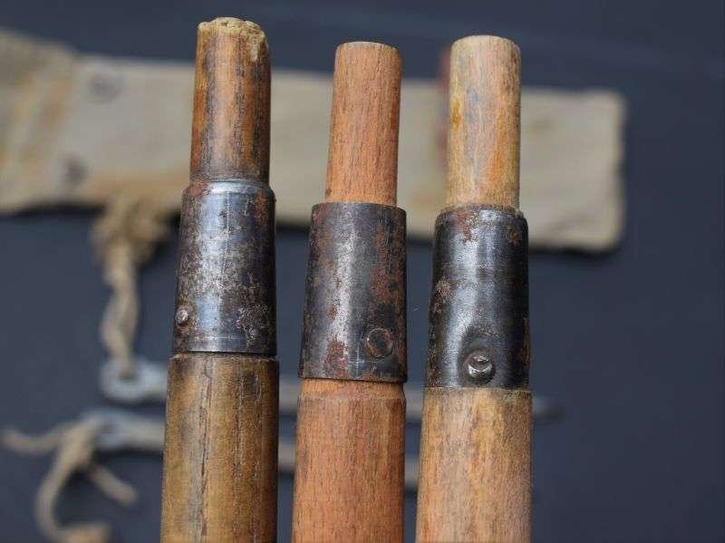 59) Nice Original WW1 German Army Zeltbahn Poles, Pegs & Pouch Dated 1915-1917 — image 6
