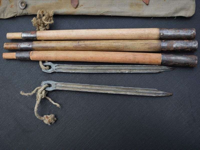 59) Nice Original WW1 German Army Zeltbahn Poles, Pegs & Pouch Dated 1915-1917 — image 7