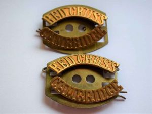 95) Original WW2 Cambridge Red Cross Shoulder Title Pair