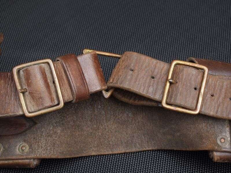 1) Good Original Indian Made British 1903 Pattern 9 Pocket Leather Bandolier 1921 — image 7