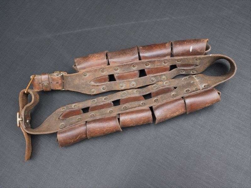 1) Good Original Indian Made British 1903 Pattern 9 Pocket Leather Bandolier 1921 — image 9