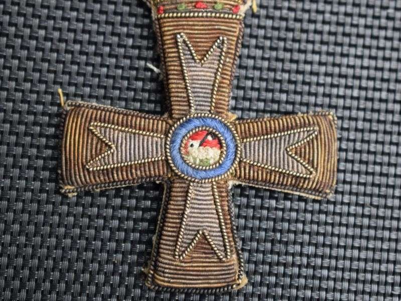 31) Unidentified Nice Quality Bullion Cross Breast Badge with Crown — image 3