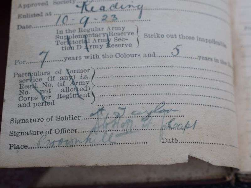 20) Inter War Period British Army Soldiers Service & Pay Book 5331484 A.Taylor Royal Berks Regt 1923 — image 10