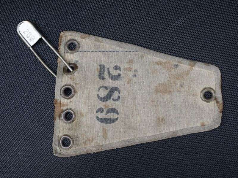 73) Unidentified WW1? US Army Canvas Flap & Safety Pin with Matching Numbers — image 5