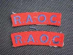 24) Original WW2 RAOC Cloth Shoulder Title Pair