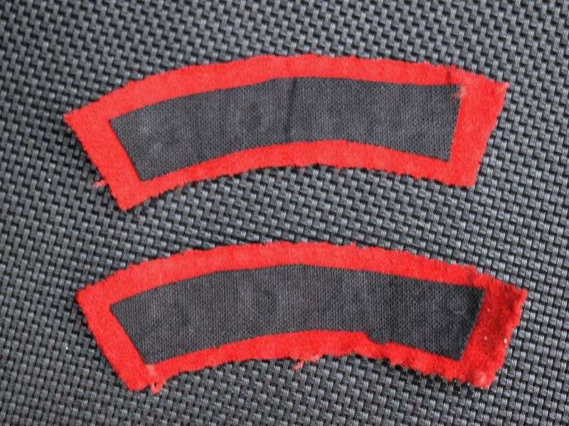 41) Good Original WW2 Uniform Removed RAOC Cloth Shoulder Title Pair — image 2