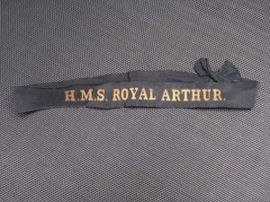 89) Original WW2 Royal Navy Land Base Cap Tally HMS …