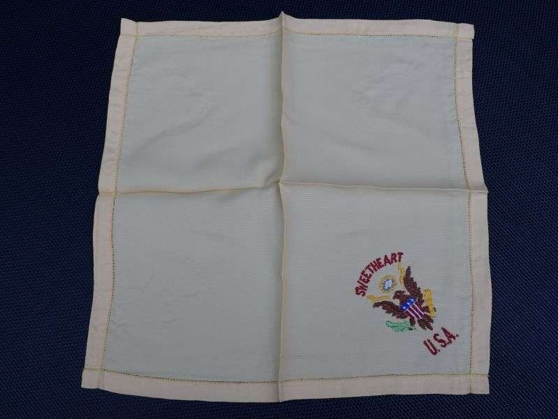132) Excellent WW1 WW2 US Army Sweetheart Hanky in Yellow — image 2