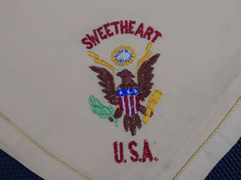 132) Excellent WW1 WW2 US Army Sweetheart Hanky in Yellow — image 3