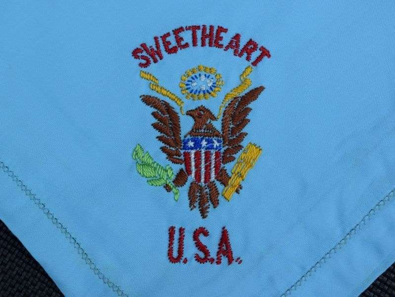 133) Excellent WW1 WW2 US Army Sweetheart Hanky in Blue — image 3