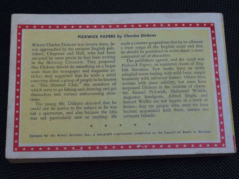 73) Original WW2 US Military Forces Novel The Pickwick Papers by Charles Dickens — image 2