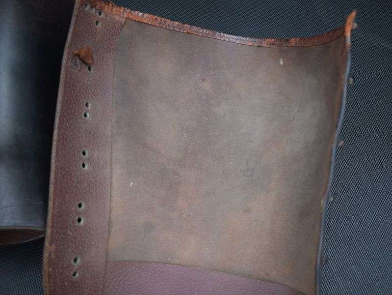 62) Tatty Original WW1 Cavalry Officers Black Leather Gaiters — image 7