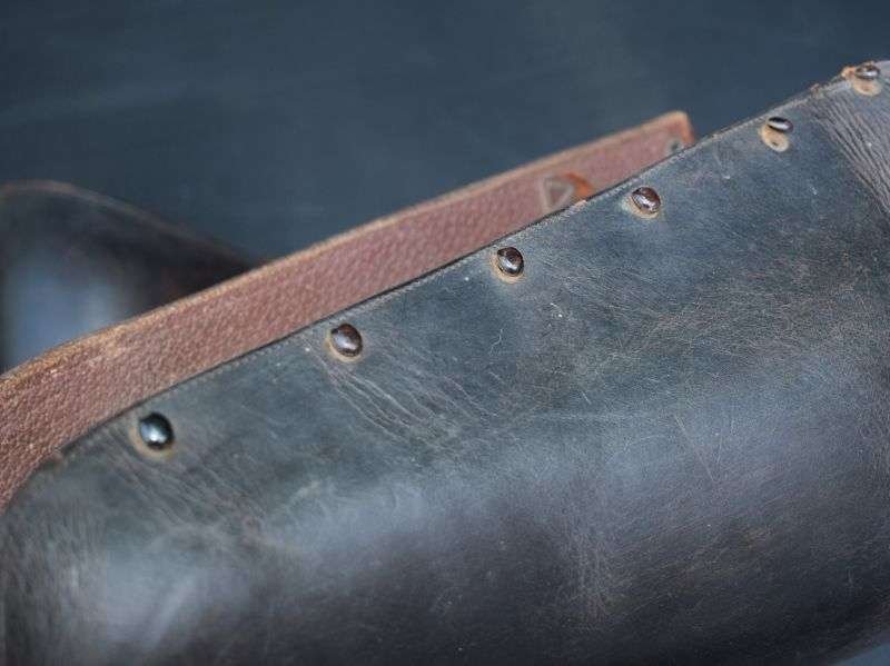 62) Tatty Original WW1 Cavalry Officers Black Leather Gaiters — image 9
